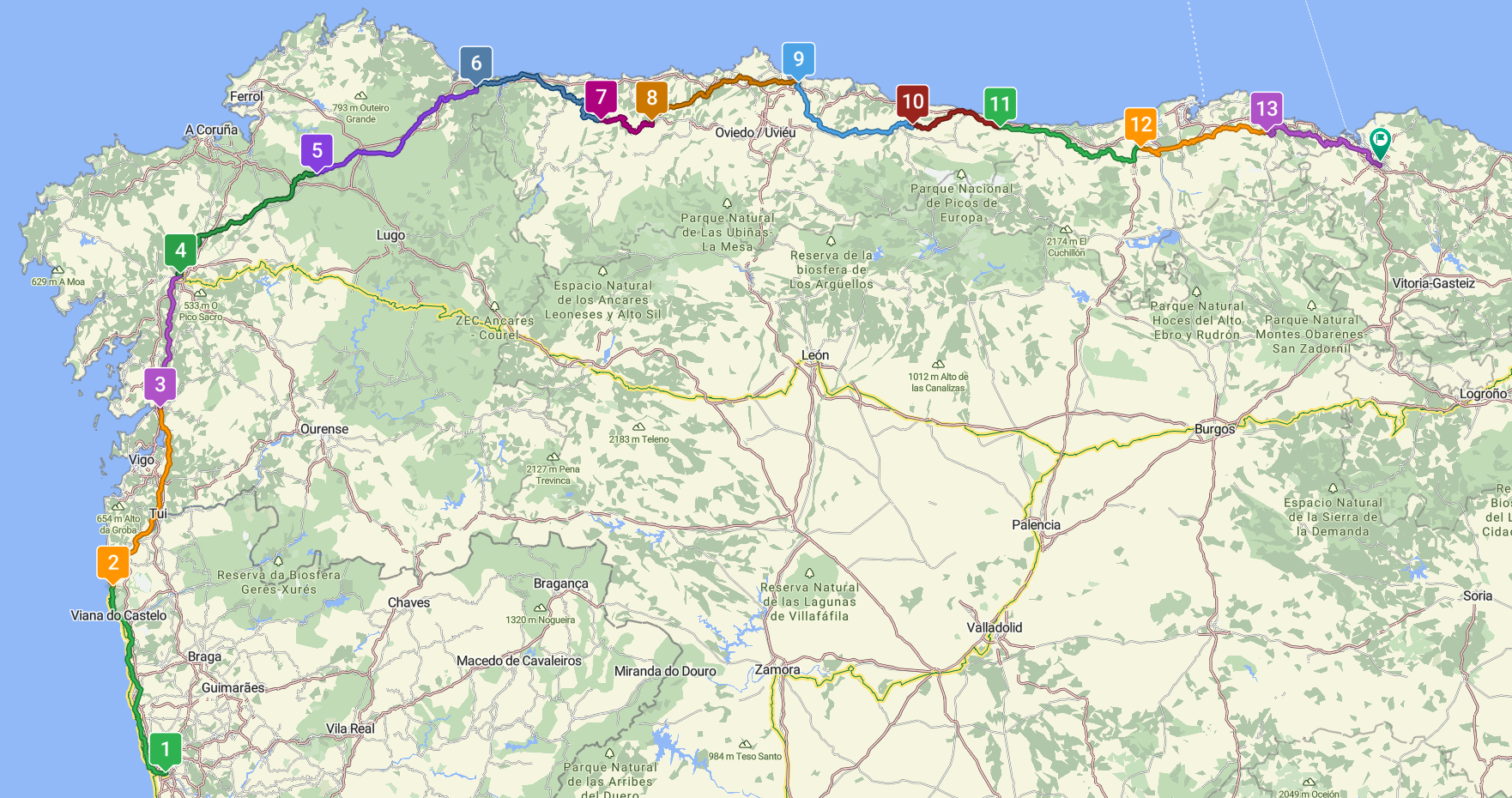 Route Porto to Bilbao