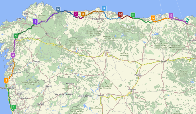 Route Porto to Bilbao