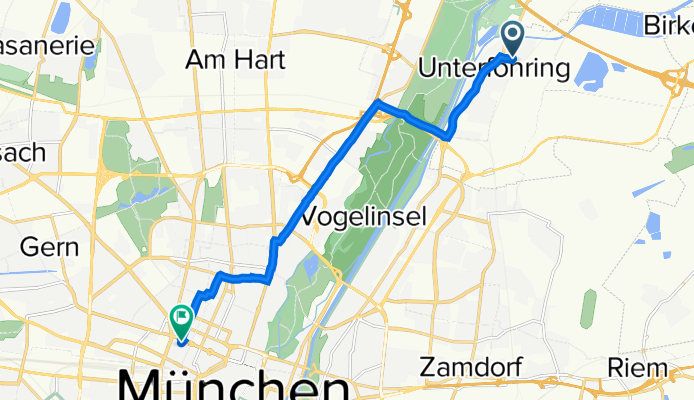 Ahornstraße 13, Unterföhring nach Augustenstraße 28, München