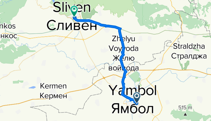 улица „Серес“ 2, Ямбол to площад „Васил Левски“ 5, Сливен