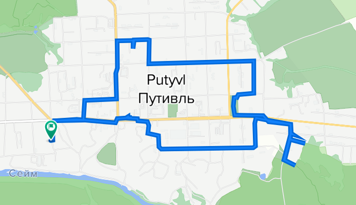 От Двухрамная улица, Путивль до Двухрамная улица, Путивль