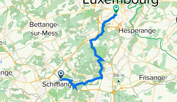 De A13, Schifflange à Rue Gioacchino Rossini 3, Luxembourg