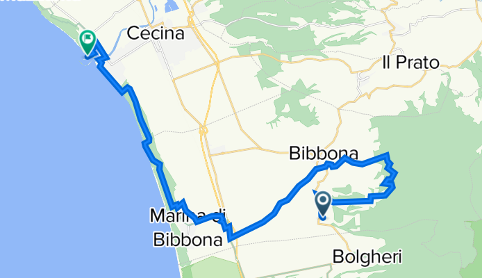 Strada Provinciale Bolgherese 82, Castagneto Carducci nach Via Guado alle Vacche 2, Cecina