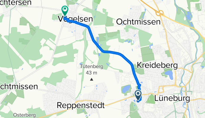 Im Tiefen Tal 32, Lüneburg to Dachtmisser Weg 6, Vögelsen