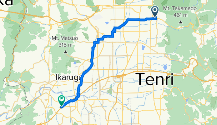 １丁目 ６０, 奈良市 to １丁目 ８, 河合町