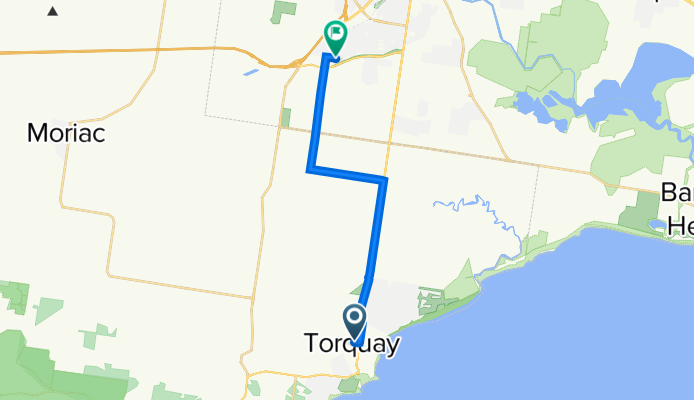 Route from 86B Beach Road, Torquay