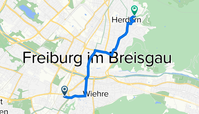 Weddigenstraße 3, Freiburg im Breisgau nach Sonnhalde 21, Freiburg im Breisgau