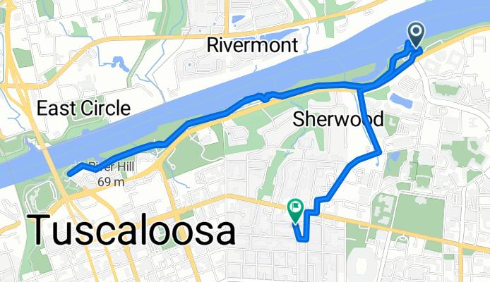 Jack Warner Pkwy, Tuscaloosa to 1403 Sixth St, Tuscaloosa