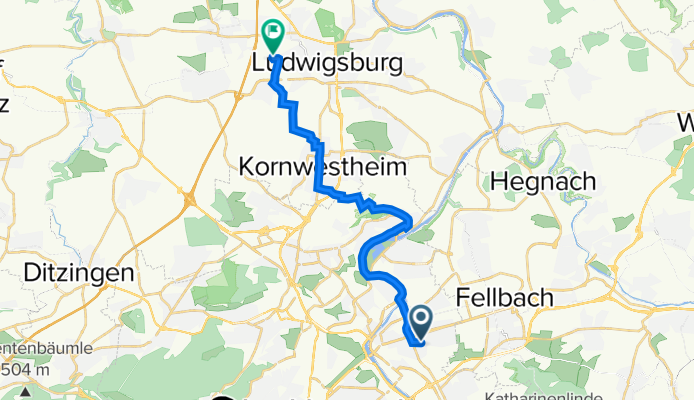 Beuthener Straße 47, Stuttgart nach Osterholzallee 140, Ludwigsburg