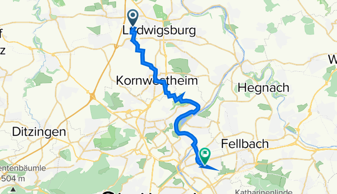 Osterholzallee 140, Ludwigsburg nach Beuthener Straße 50, Stuttgart