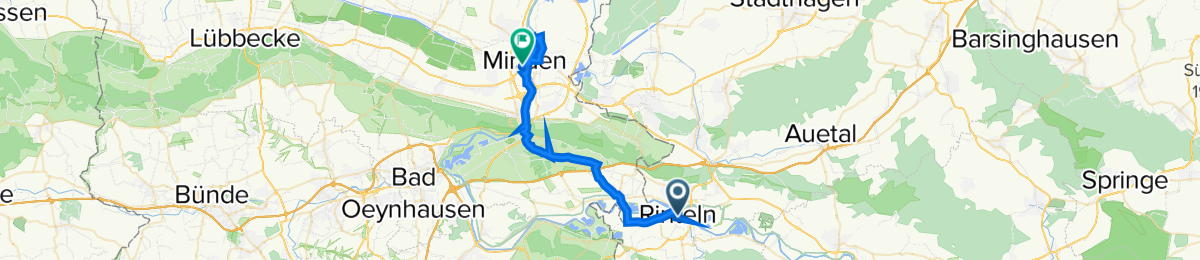 Rinteln -Porta Westfalica - Minden - Radroute - ? Bikemap