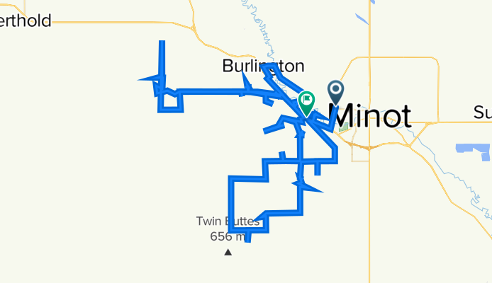 30th Street Northwest 527, Minot to 54th Street 215, Minot