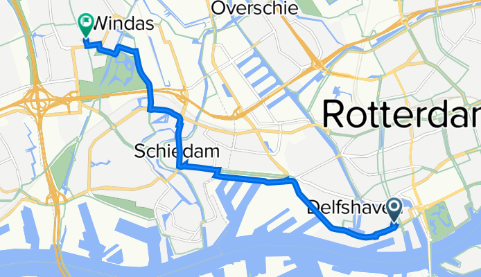 Kapelstraat 32, Rotterdam naar Schiedamseweg 33, Schiedam