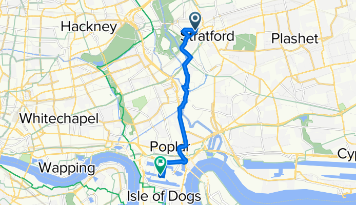 Stratford Railway Station, Station St, London to Montgomery Sq, London