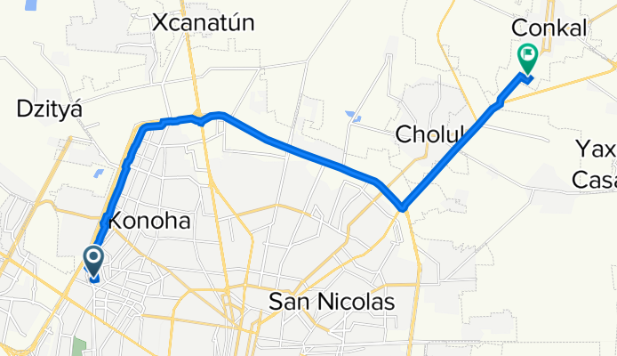Ruta desde Calle 76 567–593, Mérida