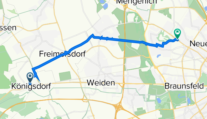 Hildeboldstraße 4A, Frechen nach Venloer Straße, Köln