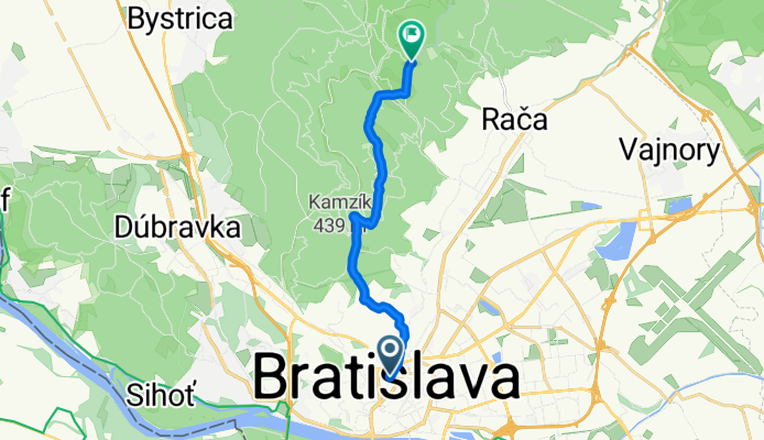 Bratislava - Koliba - Kamzík - pod Chlcom - Spariská - Vypálenisko