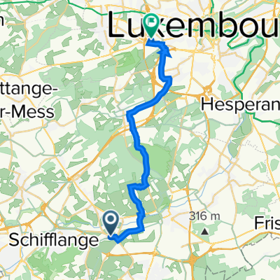 Rue de la Gare 1, Bettemburg nach Rue Nicolas Bové, Luxemburg