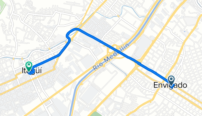 De Carrera 42 37s60, Envigado a Calle 50 #50-35, Itagüi