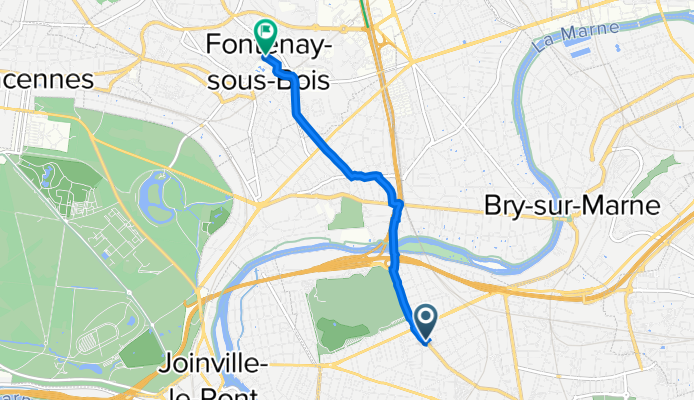 De D145 123, Champigny-sur-Marne à Rue Guérin Leroux 22, Fontenay-sous-Bois