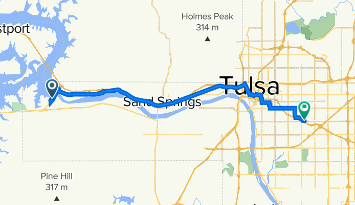 Keystone State Park, Sand Springs to 5138 E 30th Pl, Tulsa