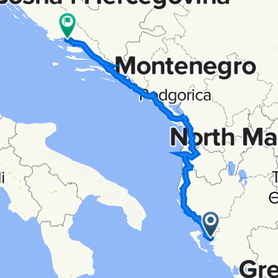 Eurovelo 8 Konispol Albania to Split Crotia