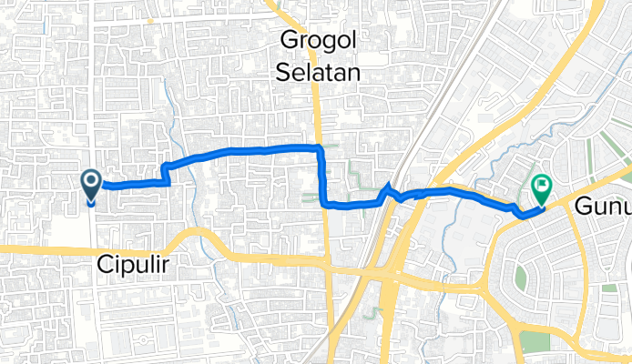Jl. Panjang Cipulir No. 9, Pesanggrahan to Jl. Pakubuwono 6 No. 7, Kebayoran Lama