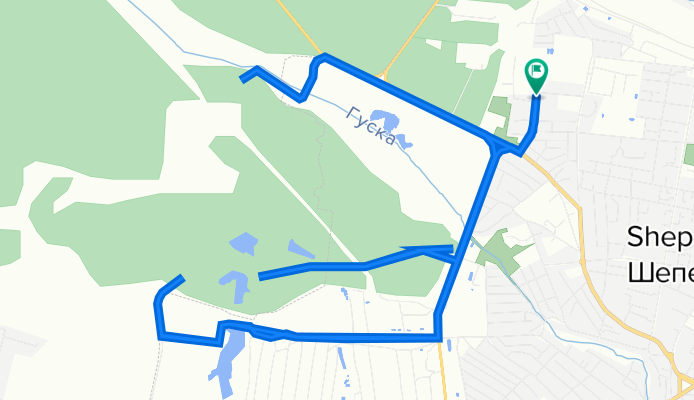 От вулиця Шешукова, Шепетівка до вулиця Шешукова, Шепетівка