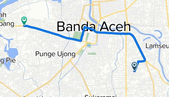 Jalan Unmuha 50B, Kecamatan Lueng Bata to H73W+F8H, Kecamatan Meuraxa