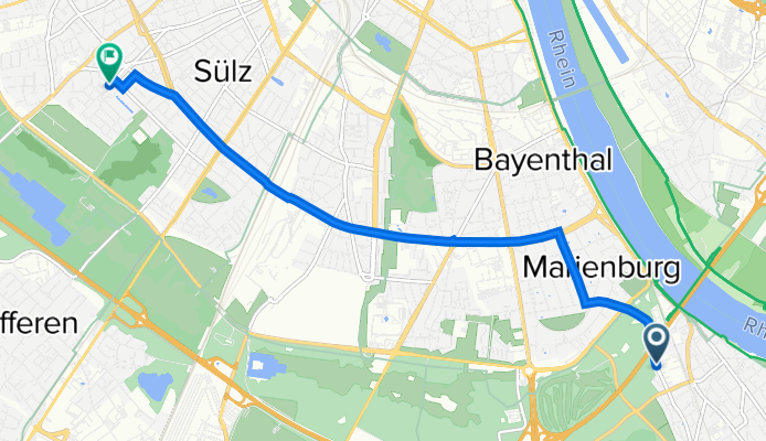 Konrad-Adenauer-Straße 15A, Köln nach Hermeskeiler Straße, Köln