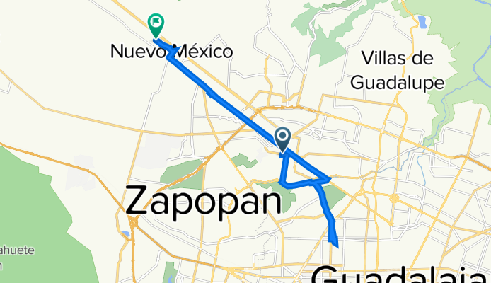 De Avenida Hidalgo 224, Zapopan a Calle Profesor Idolina Gaona de Cosío 5397, Nuevo México