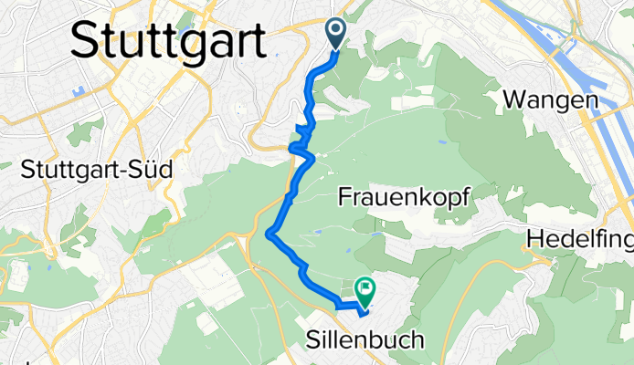 Bergstraße 61–71, Stuttgart nach Neugütlestraße 4, Stuttgart