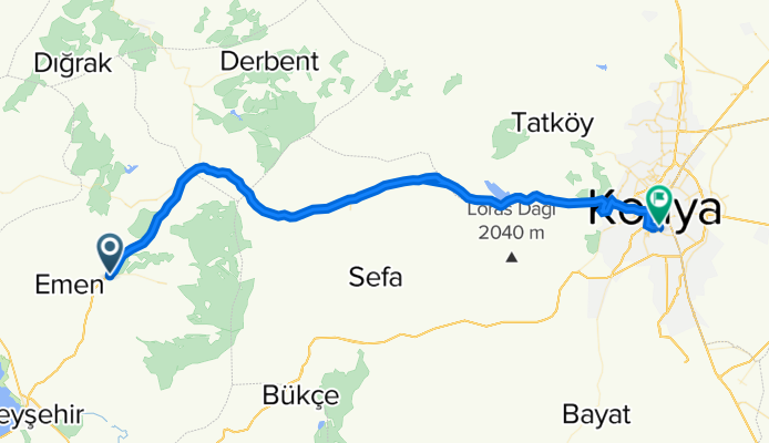Isparta Konya Yolu to Kovanağzı Caddesi No:22