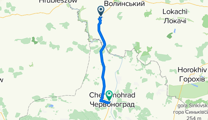 маршрут с вулиця Ціолковського 24, Нововолинськ