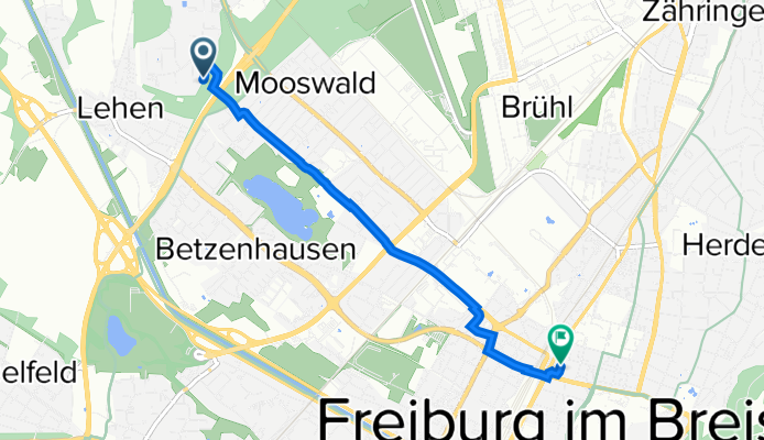 Moosgrund 11, Freiburg im Breisgau nach Friedrichstraße 51, Freiburg im Breisgau
