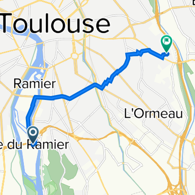 19 Chemin de la Loge, Toulouse à 2 Place de l'Indépendance, Toulouse