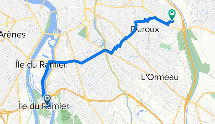 19 Chemin de la Loge, Toulouse à 2 Place de l'Indépendance, Toulouse