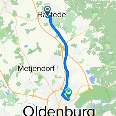 Bahnhofstraße 21, Rastede nach Beverbäkstraße 46, Oldenburg