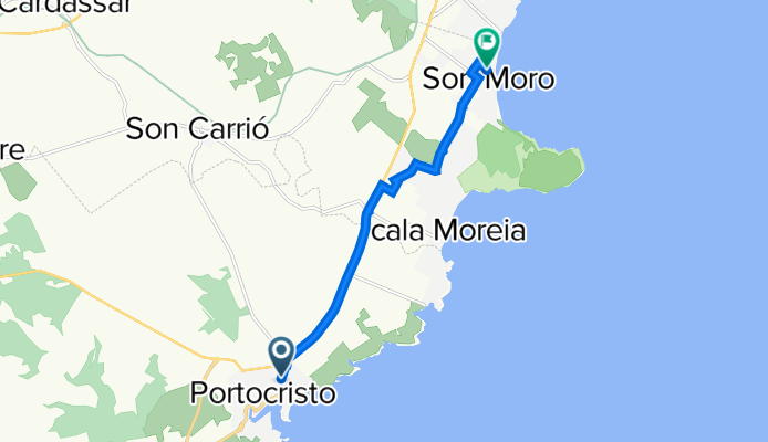 Carretera de Son Servera, 1, Manacor nach Carrer de Bonanca, 1, Sant Llorenç des Cardassar