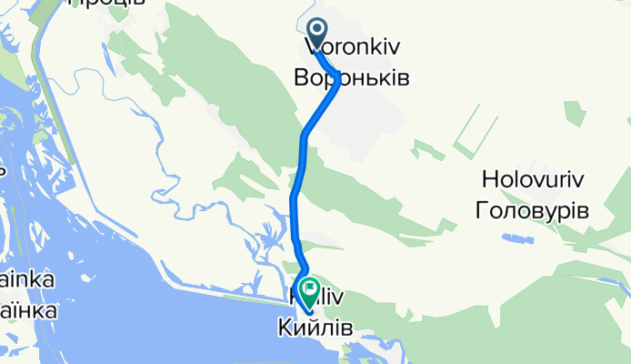 вулиця Слобідська, Вороньків to вул. Дніпровська 95, Кийлів
