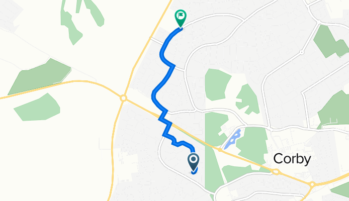 28 Newark Dr, Corby to 114–118 Shetland Way, Corby