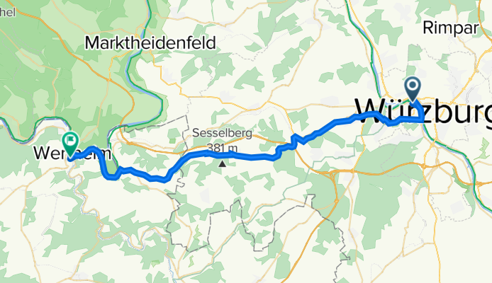Ysenburgstraße 2, Würzburg nach Wilhelm-Langguth-Straße 4, Wertheim