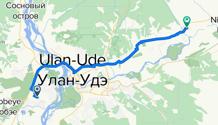 От Новосибирская улица 255, Исток до улица Санжиева 21, Эрхирик