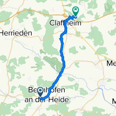 От Am Moosgraben 32, Bechhofen до Nikolaus-Otto-Straße 1, Ansbach