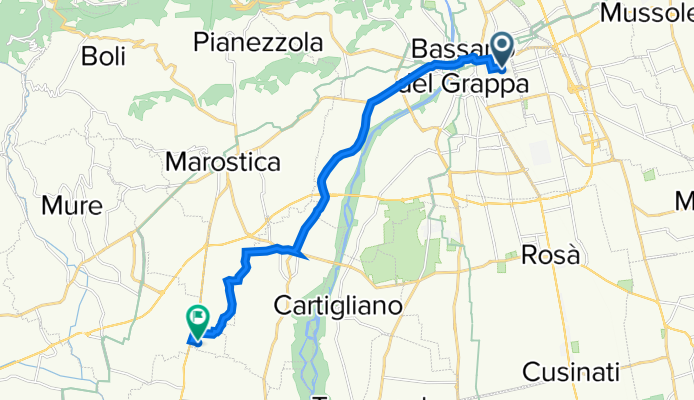 Via Velo 48, Bassano del Grappa a Via San Gaetano 18, Marostica