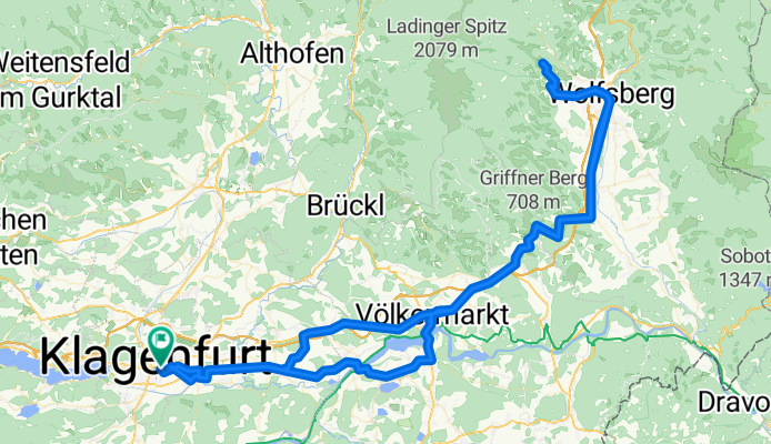 Klagenfurt- Griffen-Wolfberg-Forst-Wolfsberg-St.Kanzian-Klagenfurt