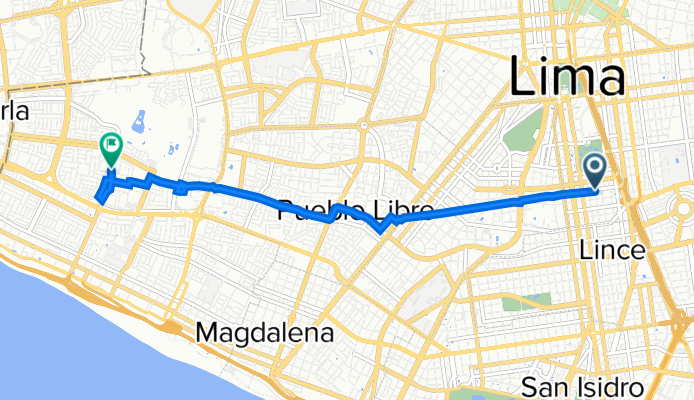 Ruta desde Jirón Enrique Barrón, Lima