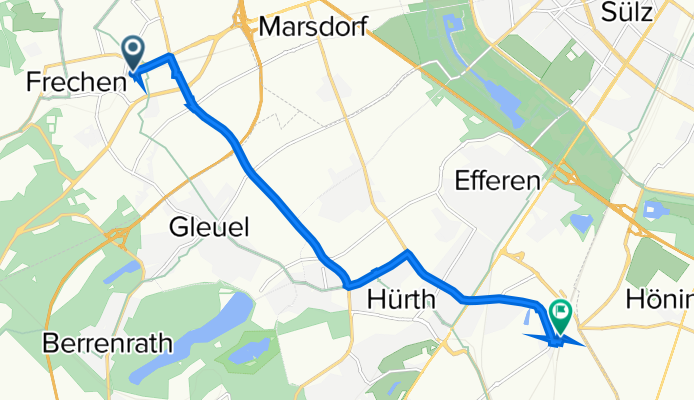 Route von Kölner Straße 72, Frechen