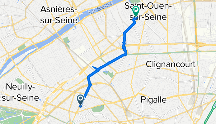 17 Rue Théodule Ribot, Paris à 30 Avenue Pablo Picasso, Saint-Ouen-sur-Seine