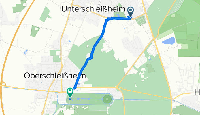 Josefastraße 4, Unterschleißheim nach Max-Emanuel-Platz, Oberschleißheim